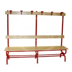 PANCA SPOGLIATOIO CON SEDUTA, SCHIENALE E APPENDIABITI, IN ACCIAIO ROSSO, DA Mt. 2, MORALE SPORT, S865/0