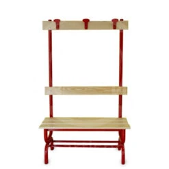 Panca Spogliatoio Con Seduta, Schienale E Appendiabiti, In Acciaio Rosso, Morale Sport, S865/10