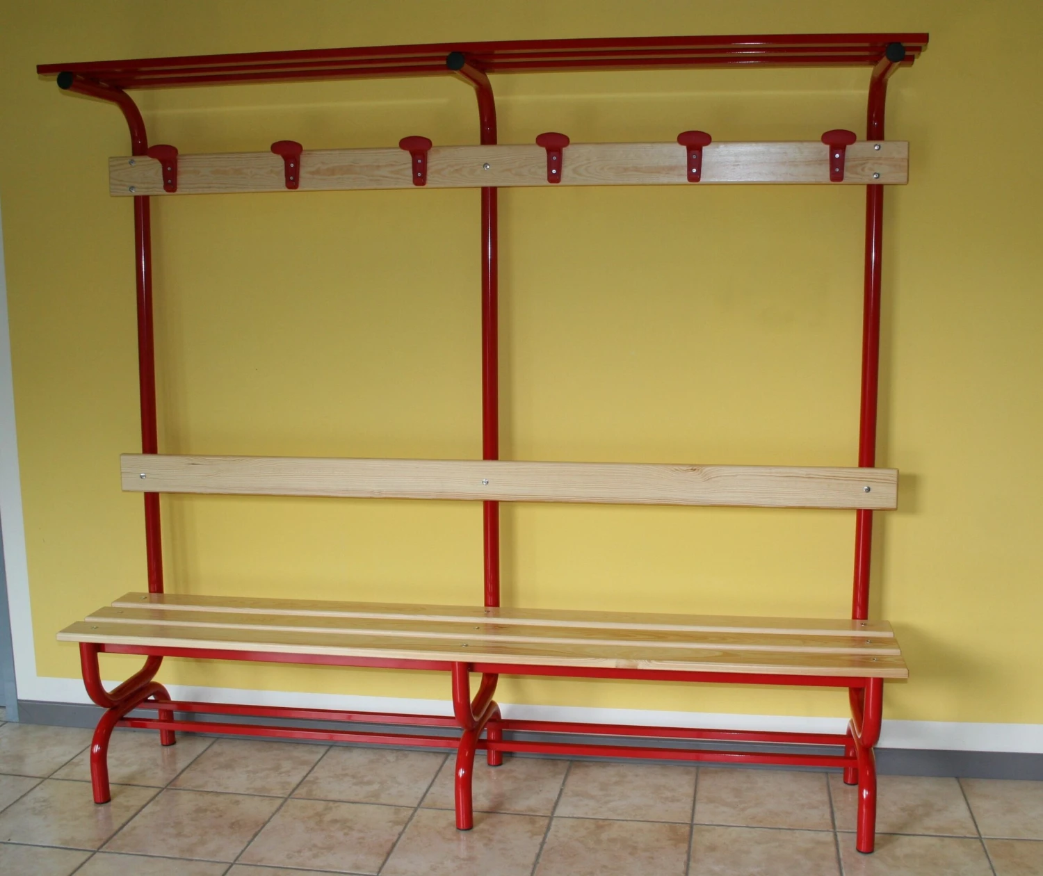 Panca Spogliatoio Con Seduta, Schienale, Appendiabiti E Pianoborse, In Acciaio, Morale Sport, S866/0 1 Panca Spogliatoio Con Seduta, Schienale, Appendiabiti E Pianoborse, In Acciaio, Morale Sport, S866/0