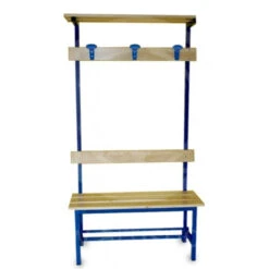 Panca Spogliatoio Con Seduta, Schienale, Appendiabiti Piano Borse, Blu, Morale Sport, S866/1