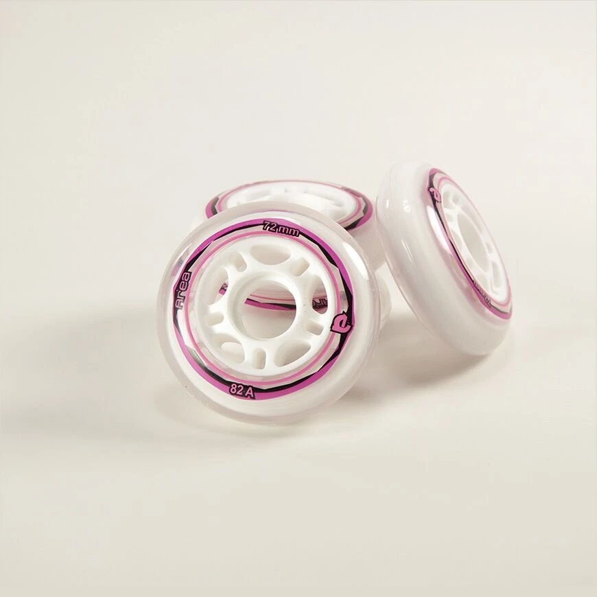 Set 4 Ruote Per Pattini In Linea, Bianco/rosa, My Area Dim. 70/72 Mm. 1 Set 4 Ruote Per Pattini In Linea, Bianco/rosa, My Area Dim. 70/72 Mm.